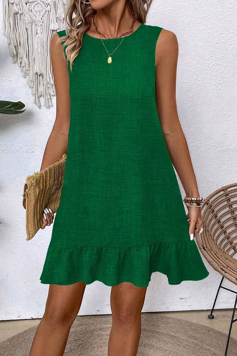 NINEXIS - Wholesale Dress - Women's - CWDSD7142_RUFFLED SLEEVELESS CASUAL TANK DRESS12