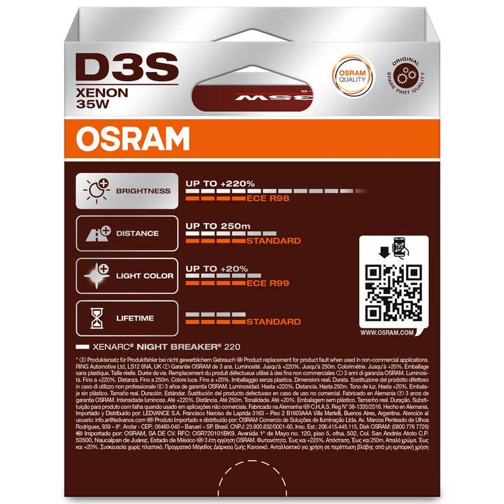 OSRAM NIGHT BREAKER LASER XENARC GEN2 66340XN2-2HB D3S Pk32d-5 42V 35W per la vendita all'ingrosso da parte di S&U FairTrade UG
