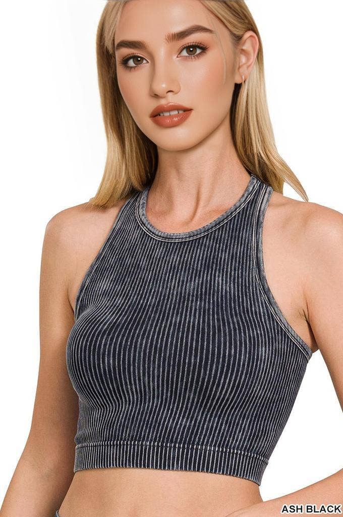 42POPS – Großhandel Tanktop – Damen – .Gewaschene Rippennaht nahtloses Halterneck-Crop-Top11
