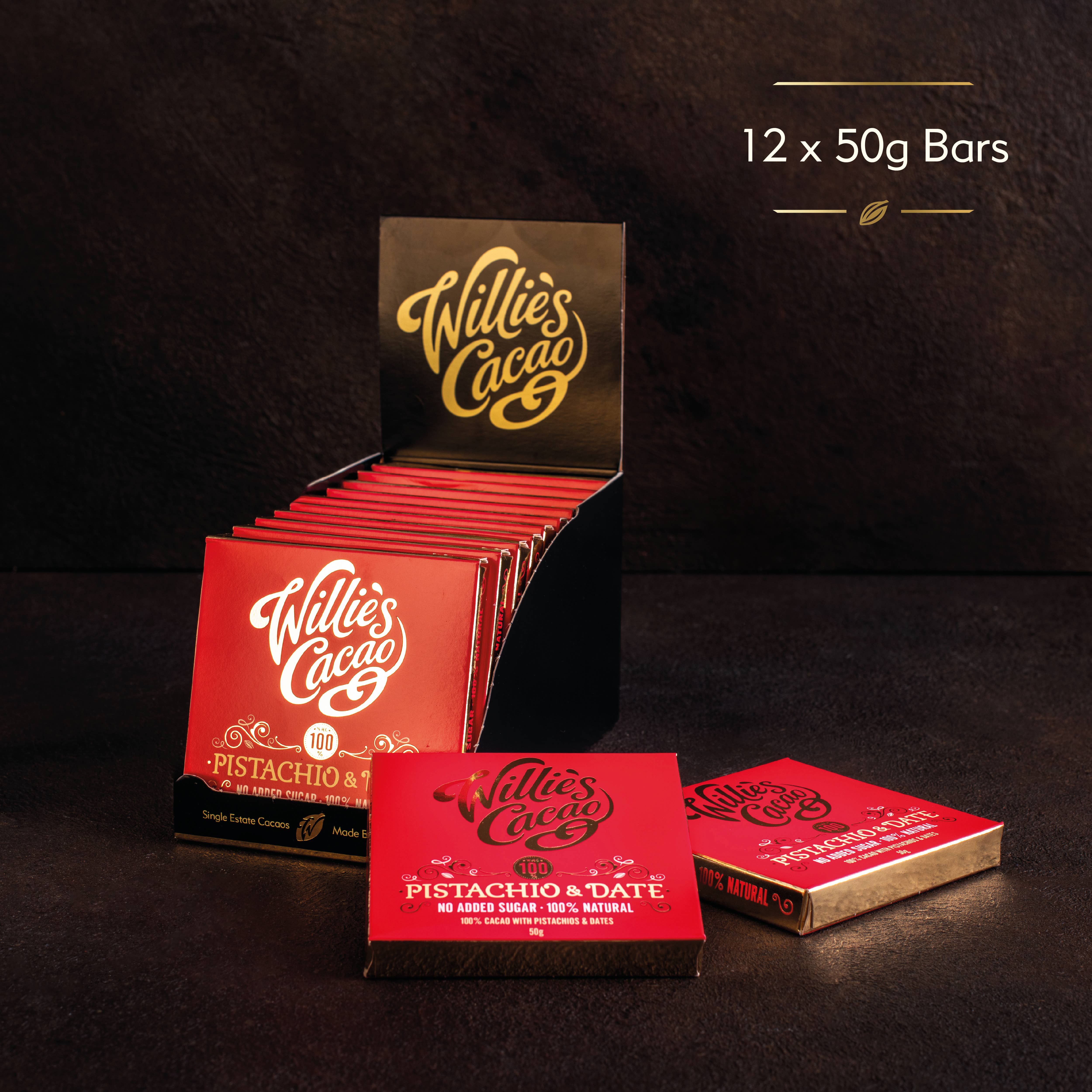 Willie's Cacao - Wholesale Chocolate Bar - Pistachio & Date. 100% cacao. No added sugar. Vegan. 50g bar3