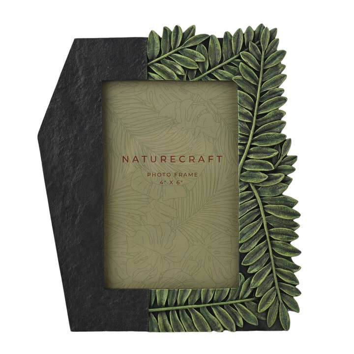 WIDDOP and Co. - Wholesale Picture Frame - Naturecraft Flagstone Fern Leaf Resin Photo Frame 4" x 6"
