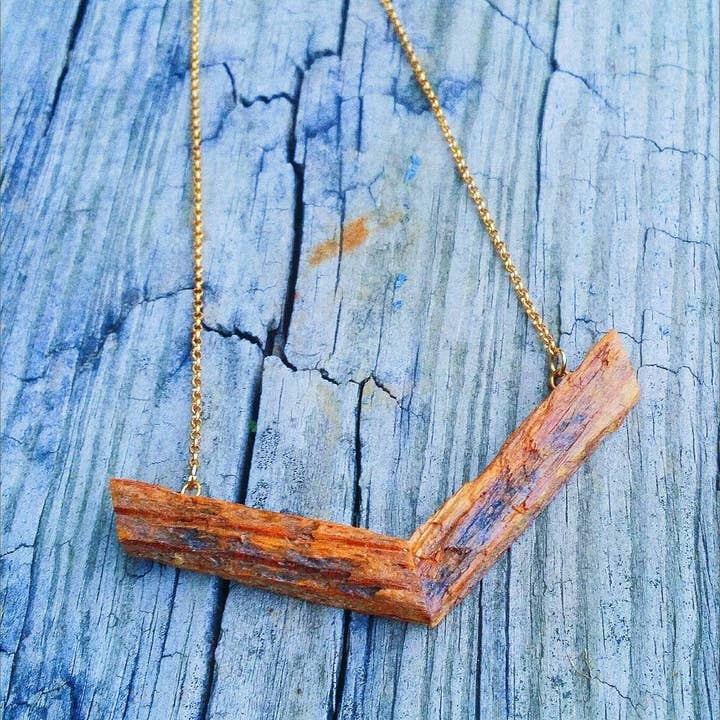 Necklace - Diffuser - Reclaimed Wood - Stainless Steel - Reclaimed Symbols - the Collar for wholesale by Gardenia & Grit