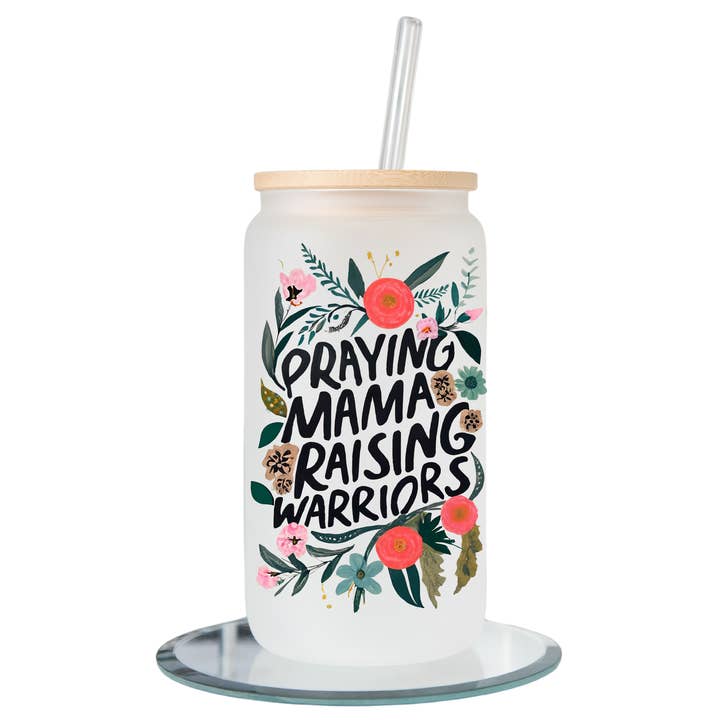 Praying Mama Raising Warriors, Faith, Beer Can Glass for wholesale by KraftyKathyDesignsCo