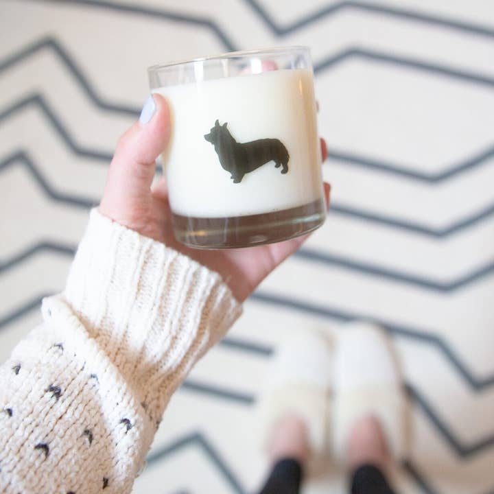 Scripted Fragrance - Wholesale Jar/Filled Candle - Corgi Dog Soy Candle in Drinking Glass Two-In-One Gift7