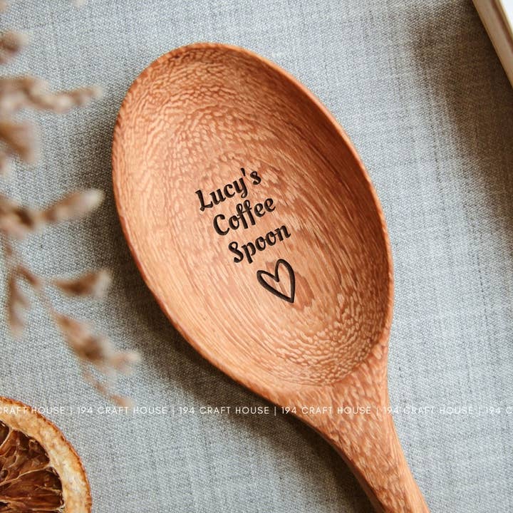 Custom Coffee Spoon Engraved Wooden Spoons - Christmas Gifts for wholesale by 194 Craft House