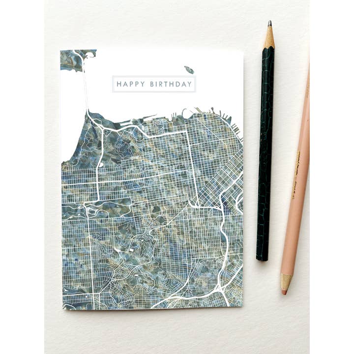 SAN FRANCISCO CA Gemalte Karte - GEBURTSTAG Grußkarte für den Großhandel von Turn-of-the-Centuries