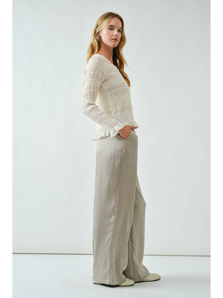 Aaron & Amber - Wholesale Knit Top - Women's - AJT5432 LACE DETAIL SHEER SMOCKING TOP20