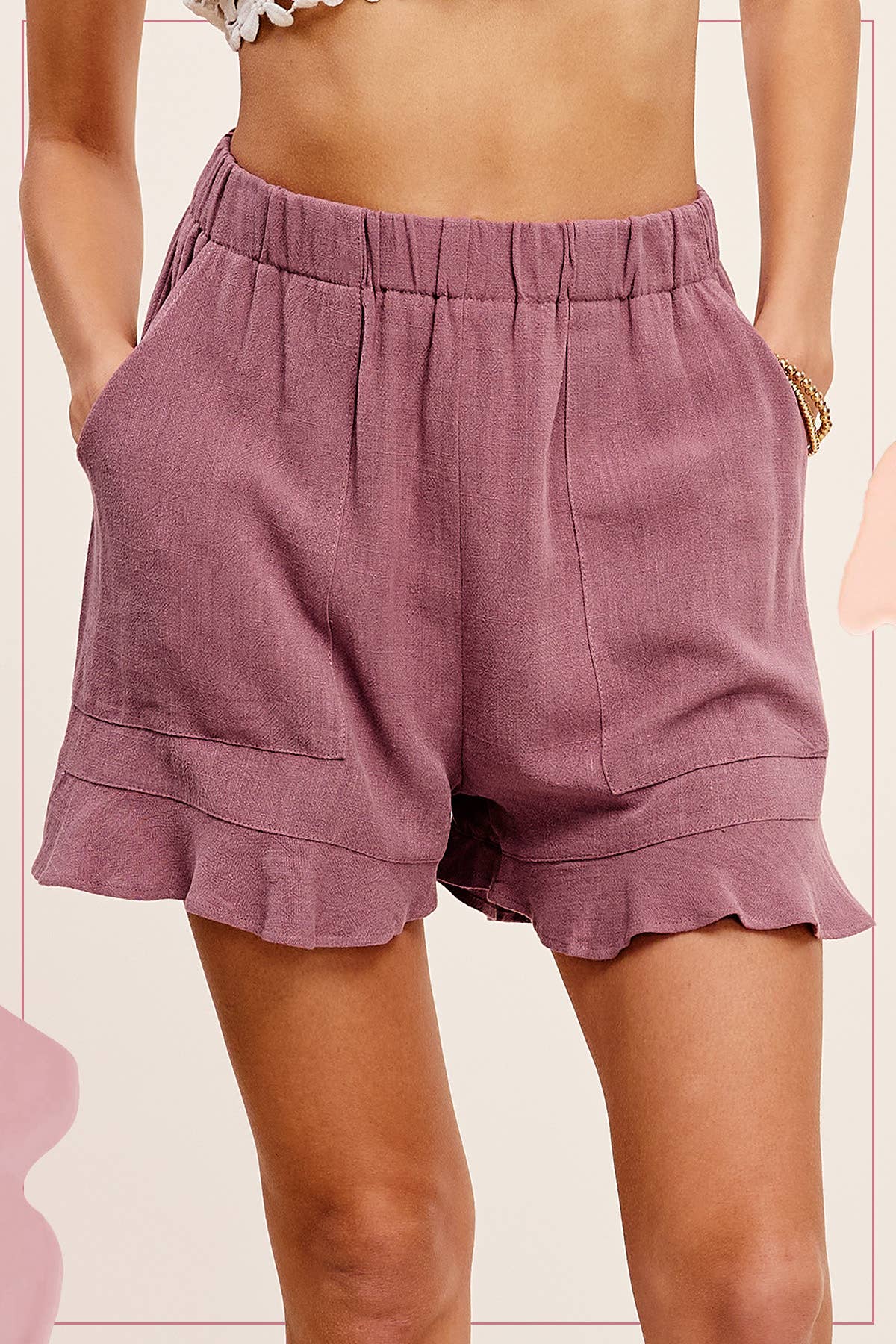 La Miel - Wholesale Shorts - Women's - HBP4201-Flared Hem Elastic Band Shorts with Front Pockets4