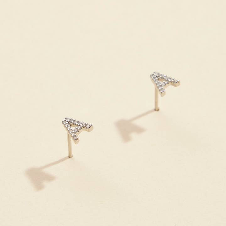 Frem - Wholesale Stud/Post Earrings - Initial Letter Stud Earrings – 12 Pack Bundle in Gold or Silver34