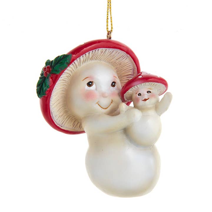 2.78"MERRY LITTLE MUSHROOM+BABY ORN for wholesale by Kurt S. Adler, Inc.