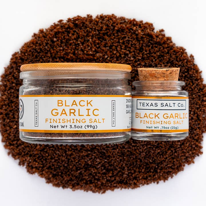Black Garlic Finishing Salt for wholesale by Texas Salt Co