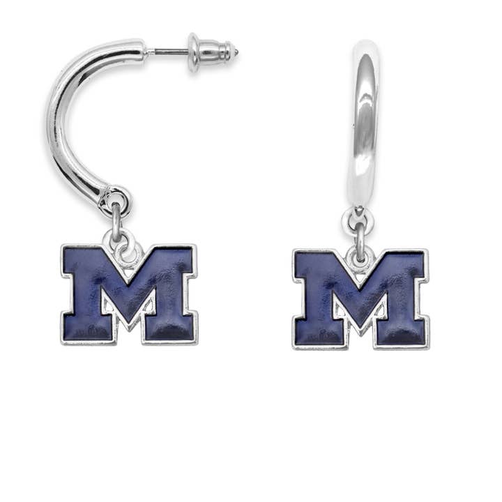From The Heart - Wholesale Dangle Earrings - Michigan Wolverines Tilly Curved Earrings