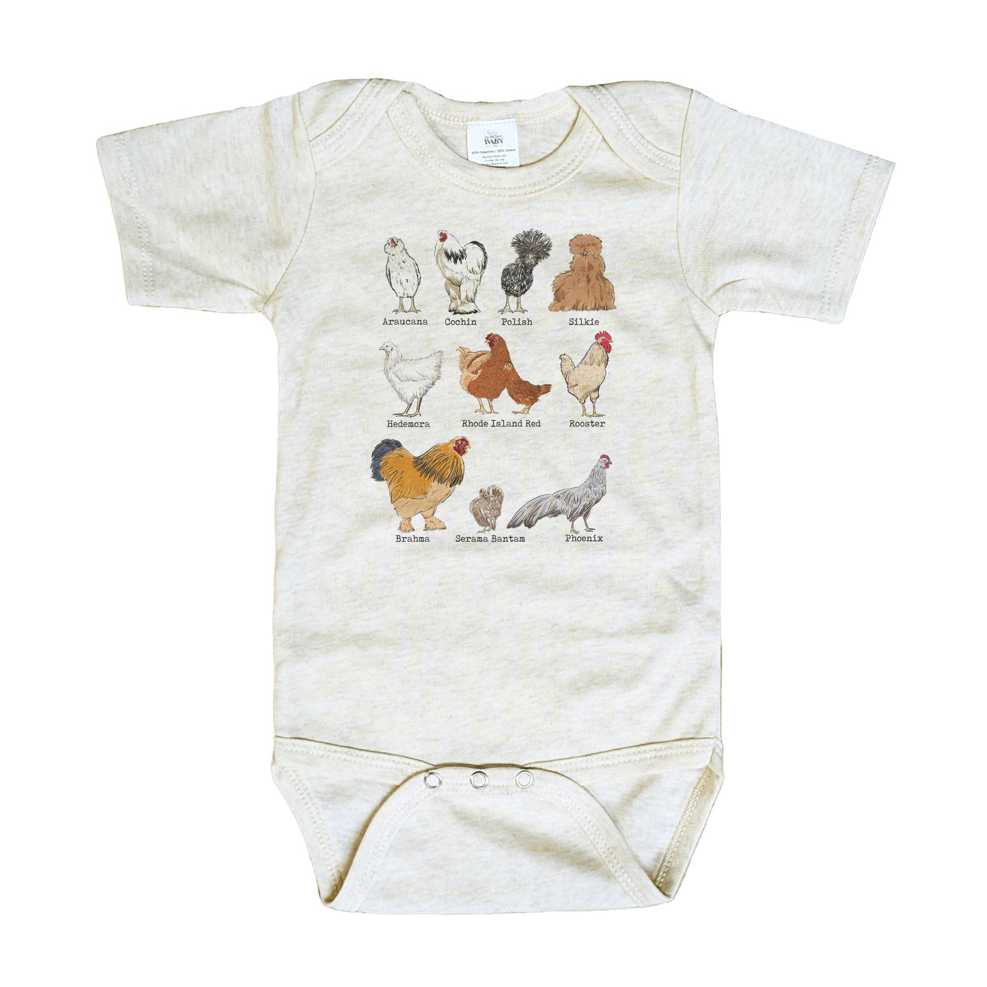 Barefoot Baby - Wholesale Bodysuit (Non-Footed) - Baby - Chicken Breeds Country Farm Baby Western Newborn Clothes0