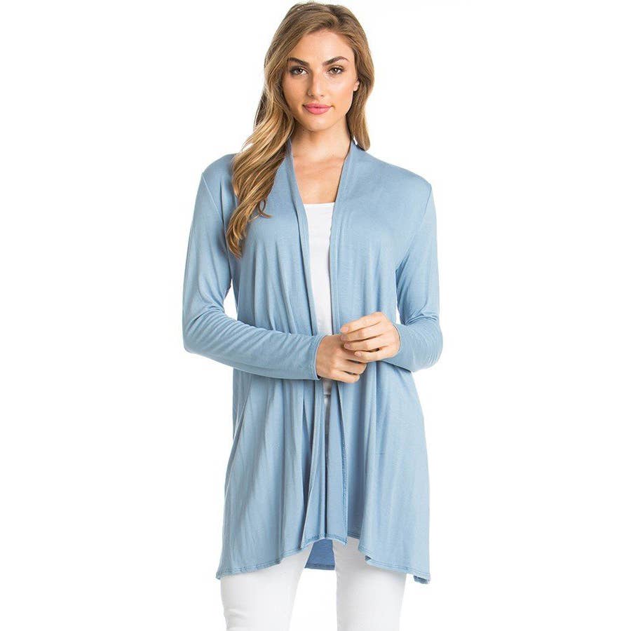 Azules Clothing - Venta al por mayor Cárdigan - Mujer - Cárdigan drapeado de manga larga con parte delantera abierta33