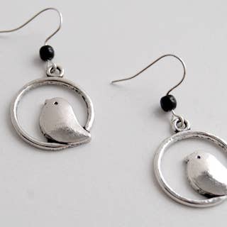 Enchanted Leaves - Vente Boucles d'oreilles pendantes - Boucles d'oreilles oiseaux en argent minimal1