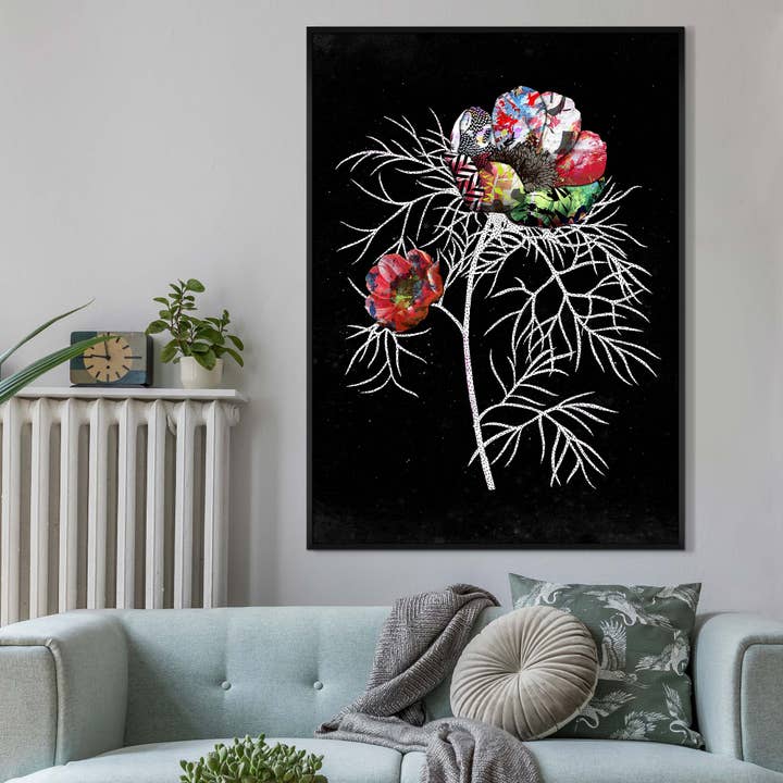 Ink & Drop - Vendita all'ingrosso Stampa artistica - Stampa botanica 6 rosa nera