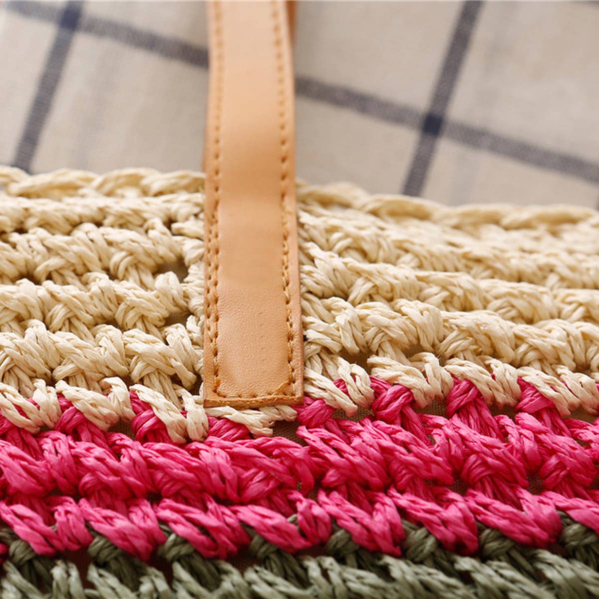 ACCITY - Wholesale Beach Bag - FOREST RAINBOW STRIPED STRAW SHOULDER BAG_CWAB20138