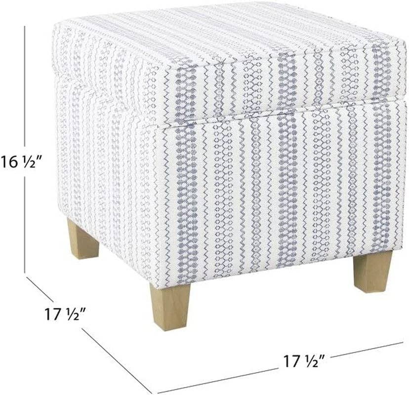 Blue Stripe Ottoman with Storage for Home Decor for wholesale on Faire2
