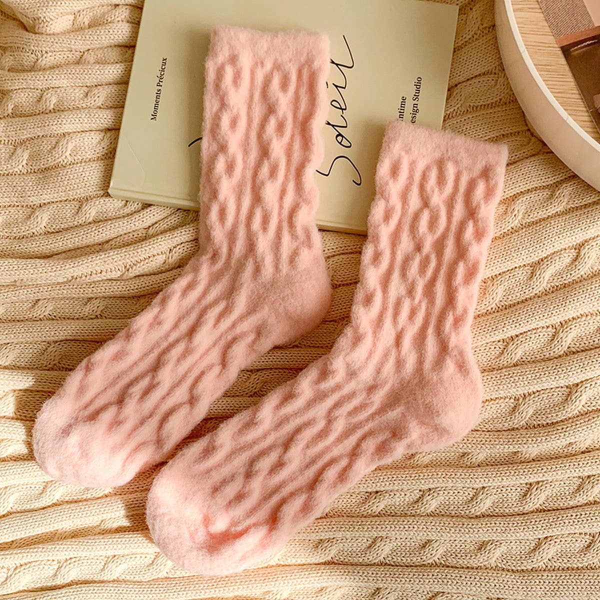 ACCITY - Wholesale Socks - Women's - Cable Knit Socks Women Candy Color Winter Warm_CWMS028832