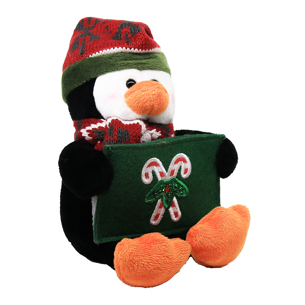 Plushland – Großhandel Geschenkanhänger – 9″ Pinguin Weihnachtskartenhalter Plüsch | Feiertagskartenhalter2