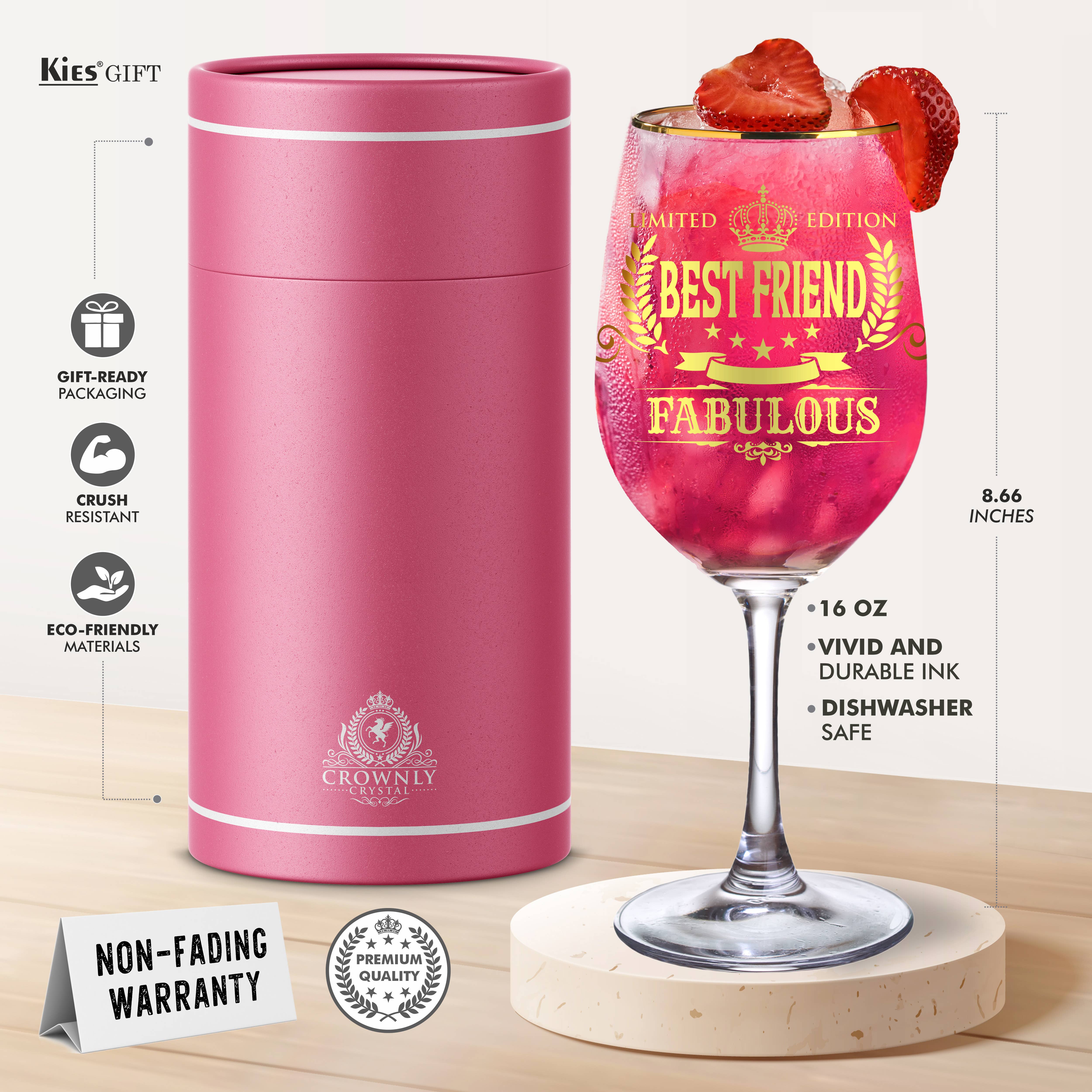 KIES HOME – wholesale Wine glass – Best Friend Wine Glasses Personalised Gifts 16 oz.3