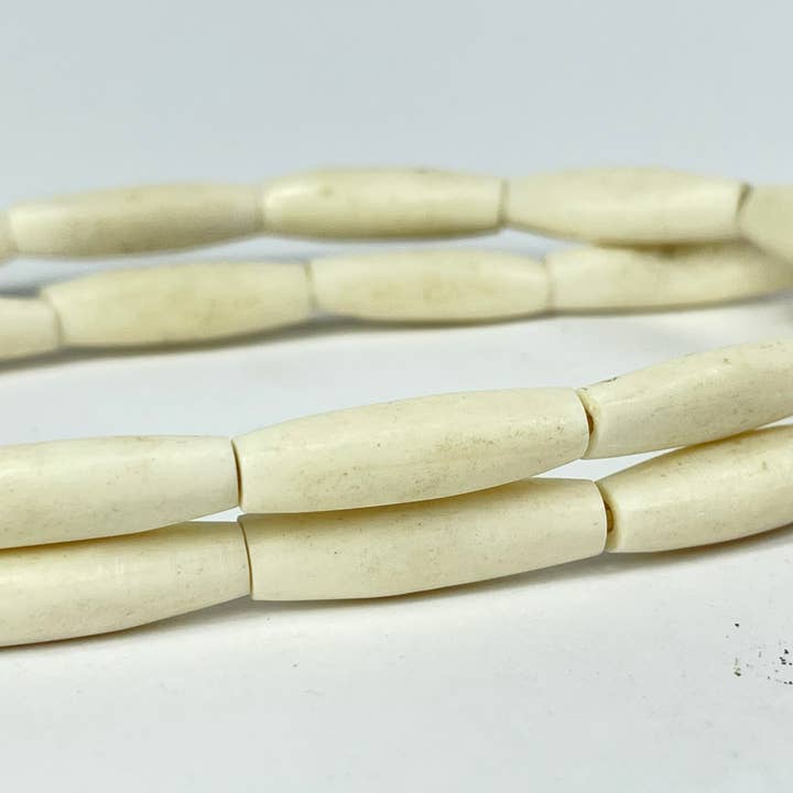 White Carved Bone Beads from Nigeria for wholesale by Africa Direct
