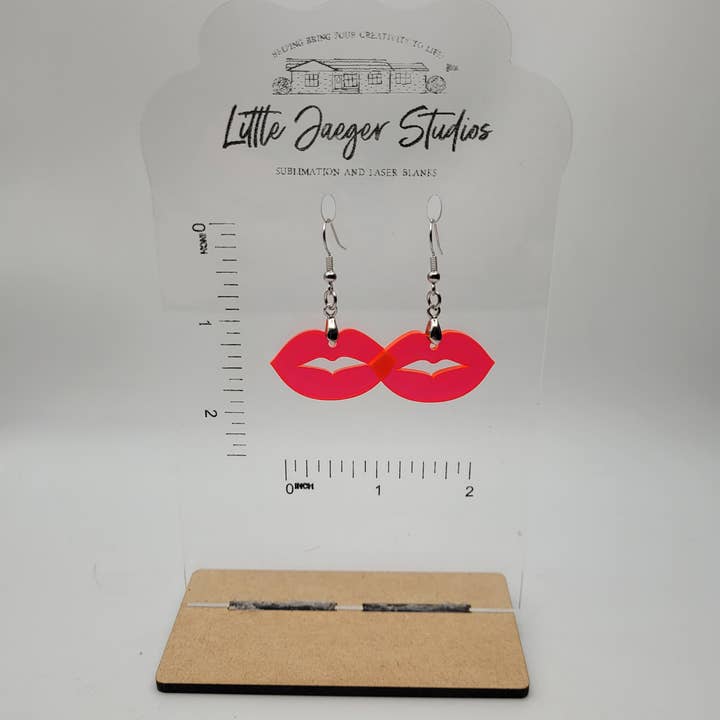 Little Jaeger Studios - Wholesale Dangle Earrings - Translucent Pink Lips Valentines Day Acrylic Handmade Earri1