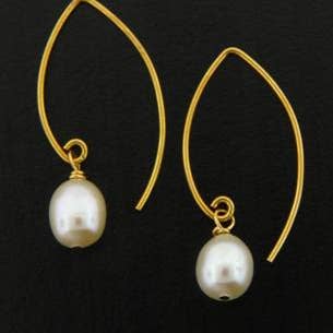 Sosie Designs - Wholesale Dangle Earrings - Gold Marquis White Pearl Earrings0