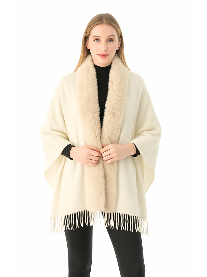 Pretty Persuasions – wholesale Cape – Women's – CP22111 Symphony Cape w/Faux Fur Trim