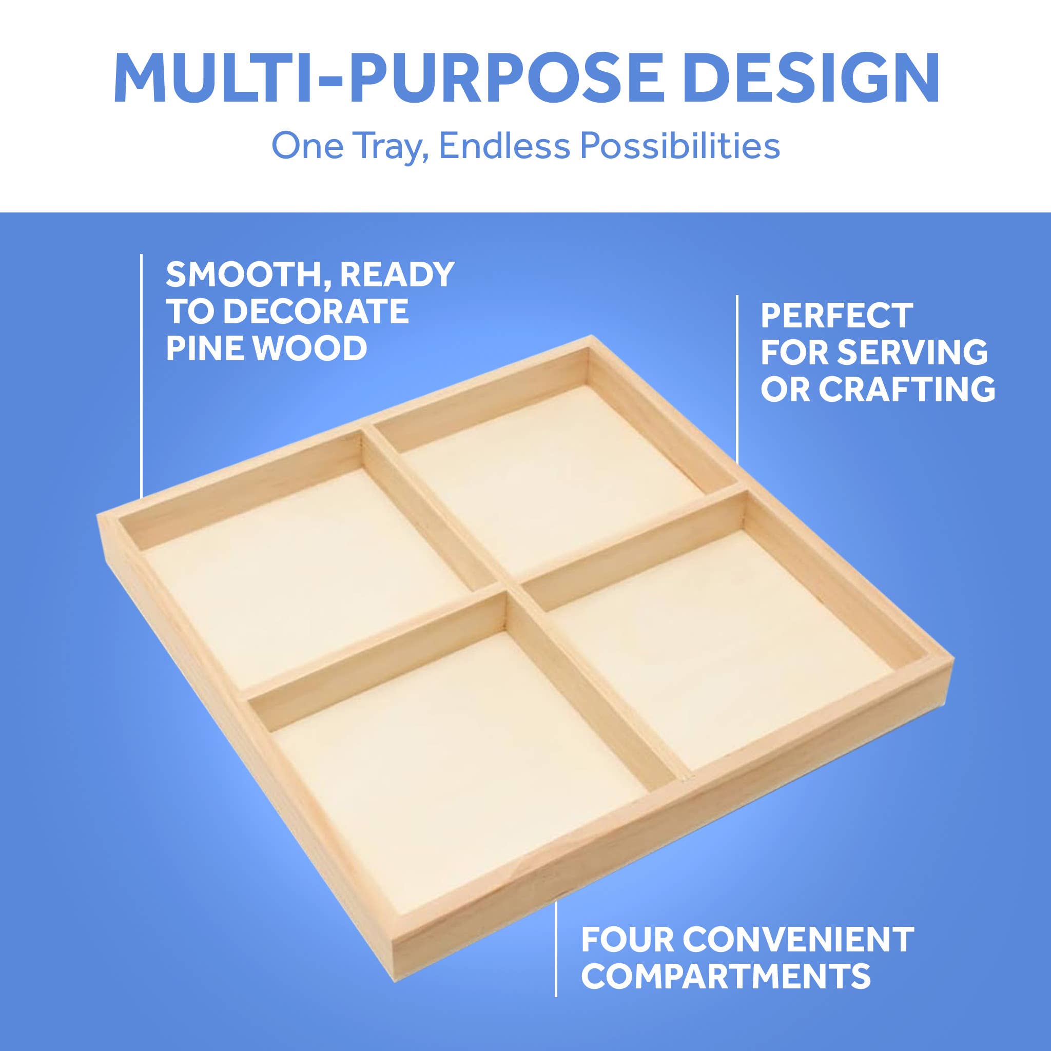 Woodpeckers Crafts - Wholesale Serving Tray - 12 x 12 Candy Tray, 4 Part5