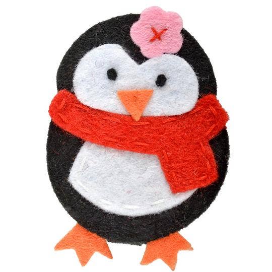 Black Holly Penguin Felt Novelty Hair Clip for wholesale on Faire0