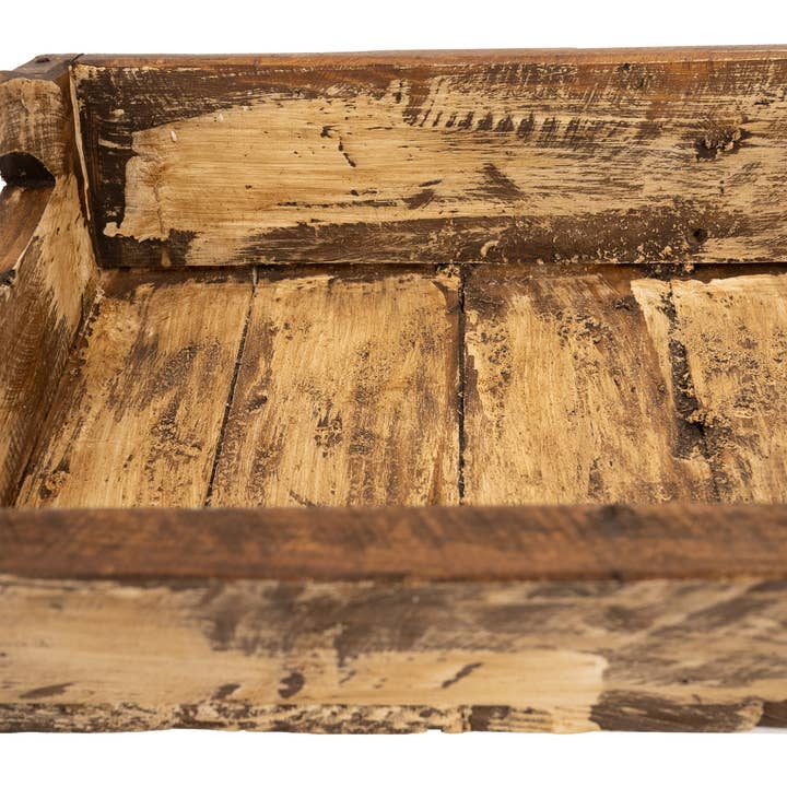 My Amigos Imports - Wholesale Decorative tray - Kerrville Farmhouse Wood Tray W/ Handles-9x20x7 inches-NEW3