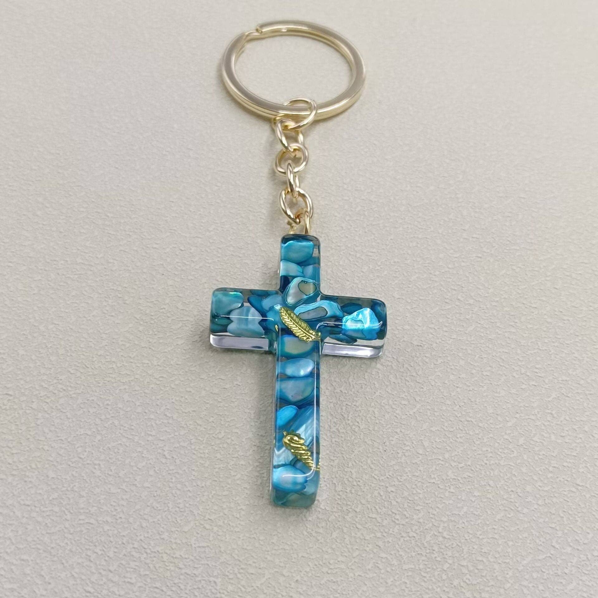 Mio Queena - Vente Porte-clés – femme - Porte-clés Ornements de Sac en Résine de Gravier Multi-style avec Breloque Croix2