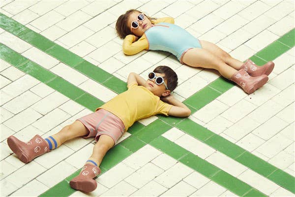 Pistachio Ribbed Kids Long Sleeve Swimsuit for wholesale on Faire4