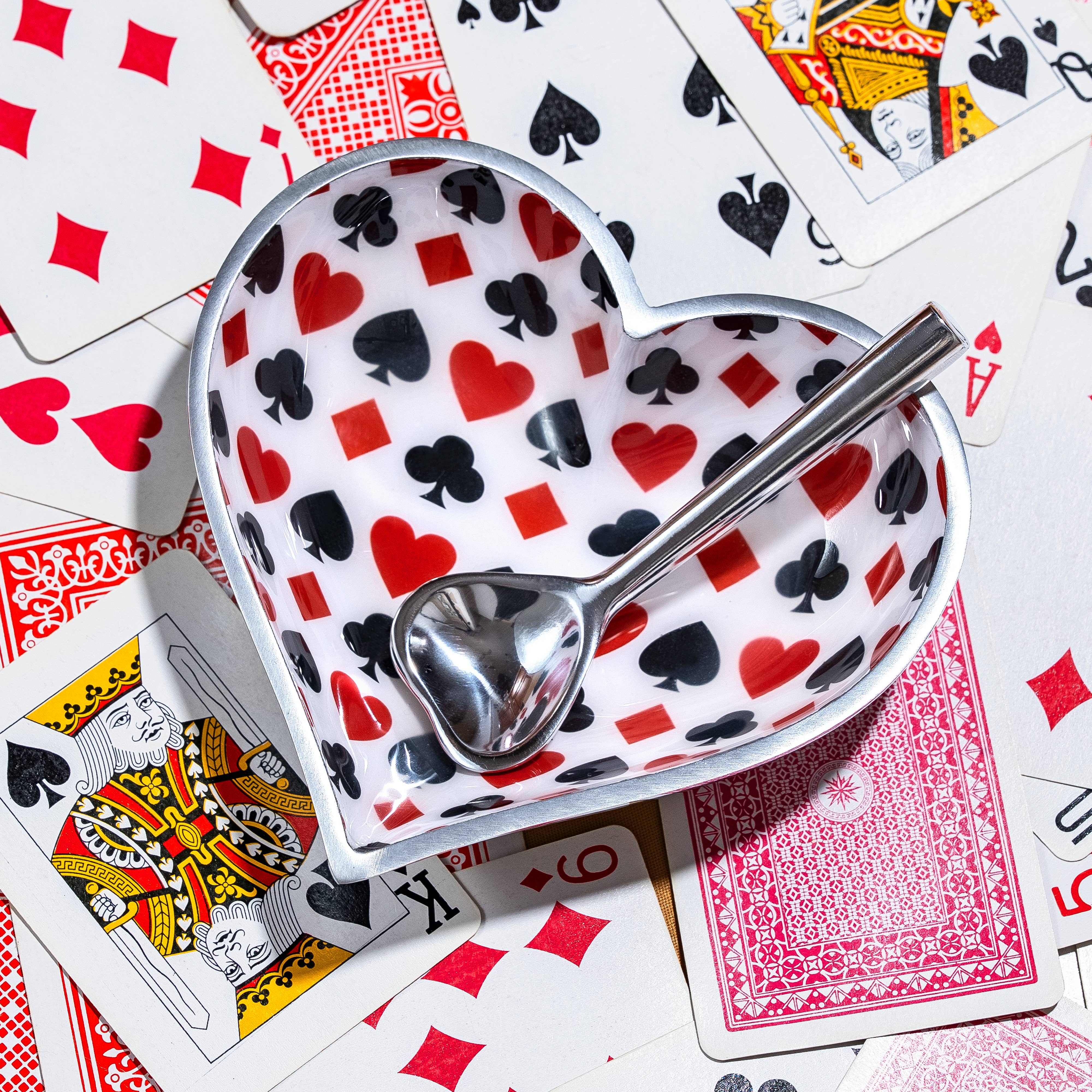 Inspired Generations - Wholesale Decorative Plate/Dish/Bowl - Happy Card Heart - Canasta Heart with Heart Spoon