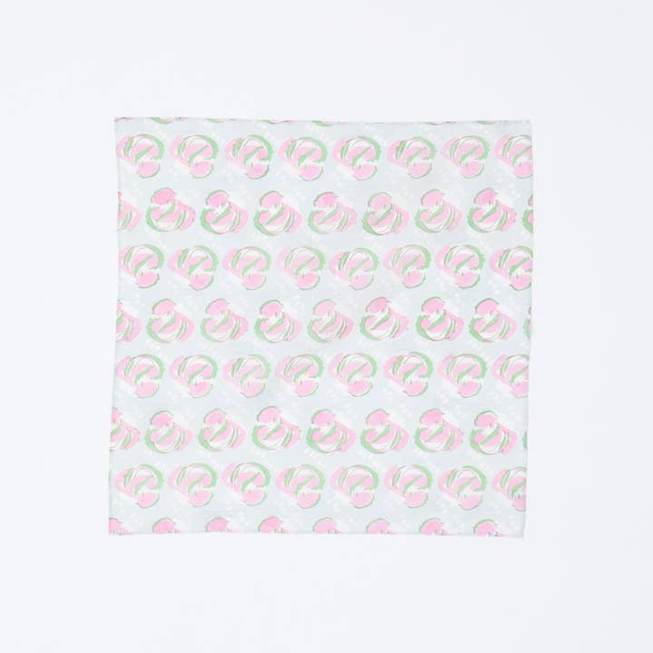 Pink Afternoon walk by the lake Block printed handkerchief for wholesale on Faire2