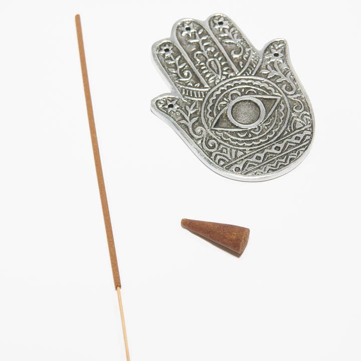 Liv Rocks – wholesale Incense holder – Hamsa Hand Metal Incense Holder, Cone Burner