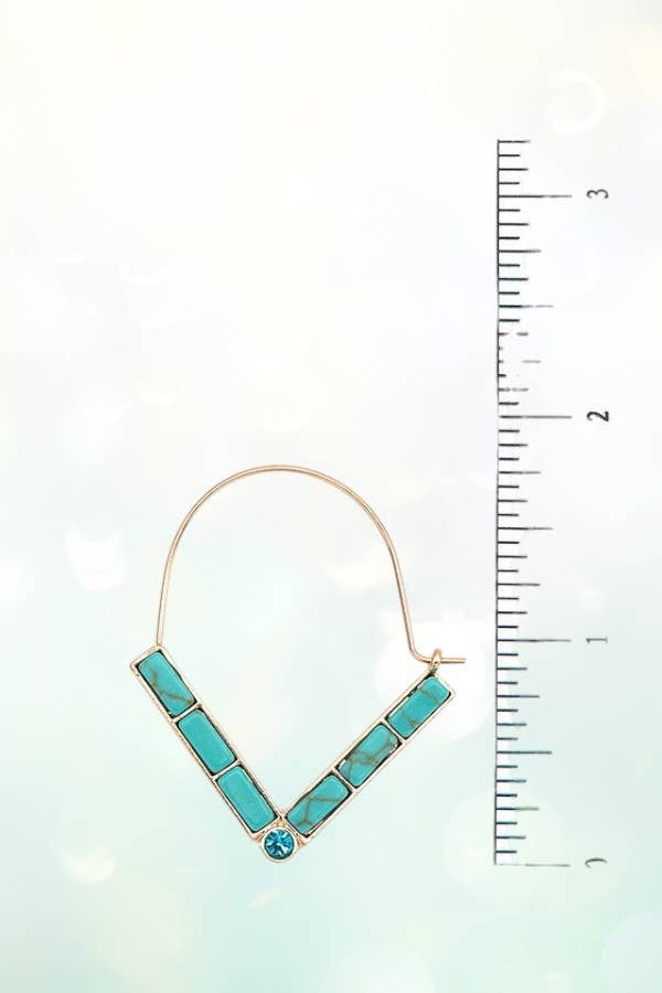 Andrea Bijoux - Wholesale Hoop Earrings - SEMI PRECIOUS V DROP WIRE HOOP EARRING1