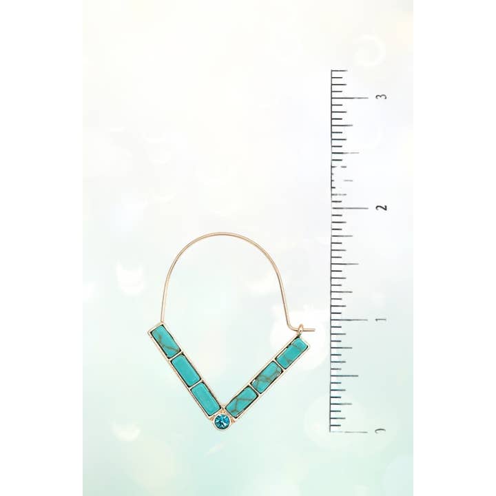 Andrea Bijoux - Vente Créoles - BOUCLES D'OREILLES CRÉOLES EN FIL EN FORME DE V AVEC PIERRES SEMI-PRÉCIEUSES1