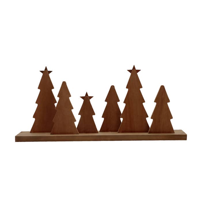 Paris Loft Inc - Wholesale Christmas Decoration - Wooden Christmas Tree with Sliver Star and Wood Base