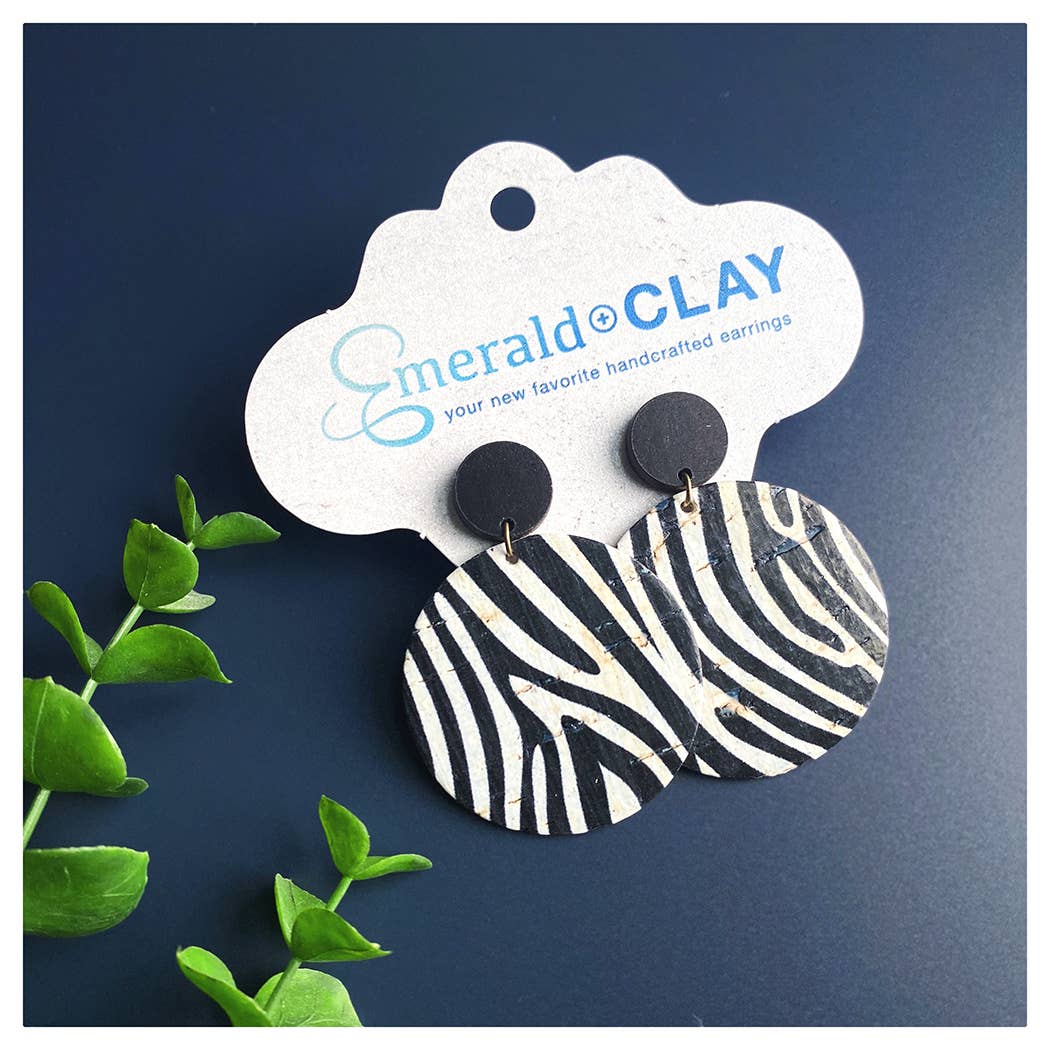 Emerald and Clay - Vendita all'ingrosso Orecchini pendenti - Cork Circle + Palo in legno14