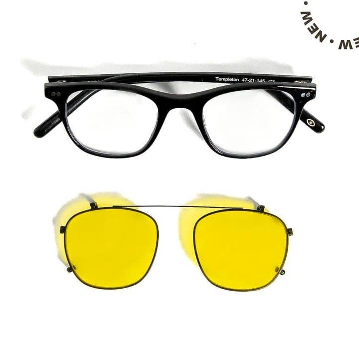 Templeton Black - Blocco luce blu 2 in 1 (clip da giorno) per la vendita all'ingrosso da parte di BARKLEYS - Premium Eco Blue Light Blocking Glasses