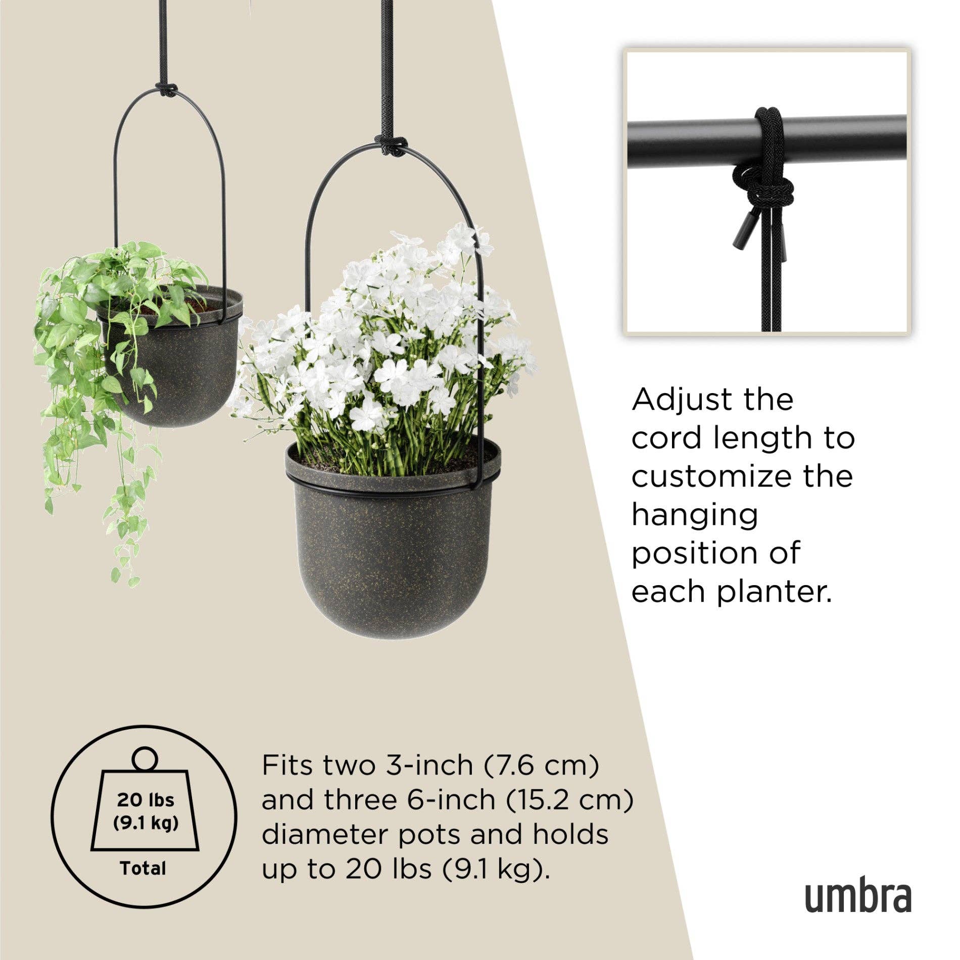 Umbra - Wholesale Hanging Planter - Triflora Hanging Planters, Set of 55