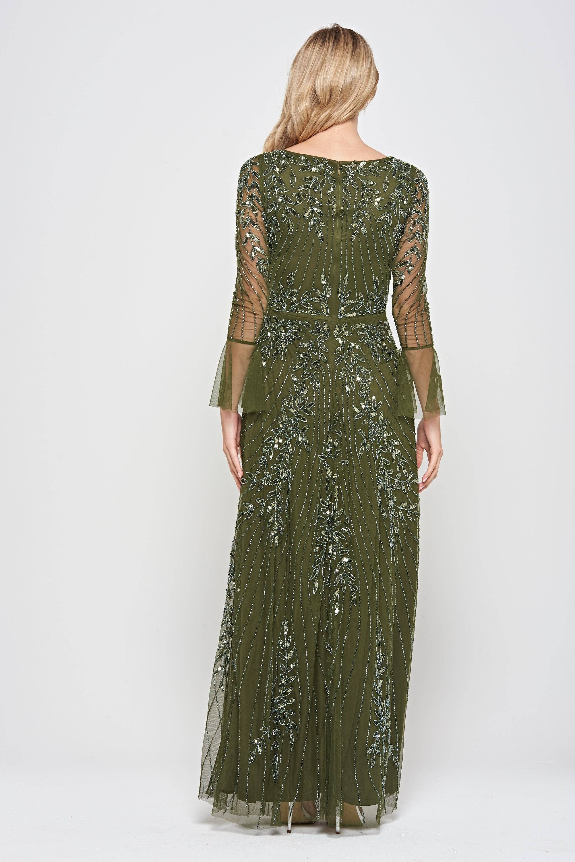 Jora Olive Embellished Maxi Dress for wholesale on Faire6