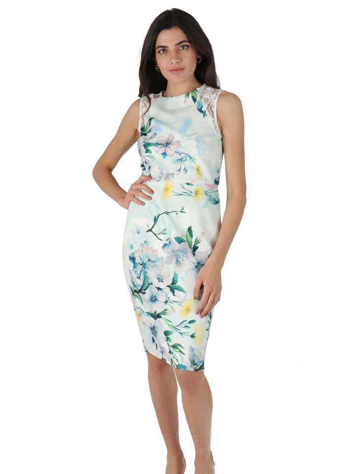 Floral Print White Mini Dress. for wholesale by Marina Kaneva