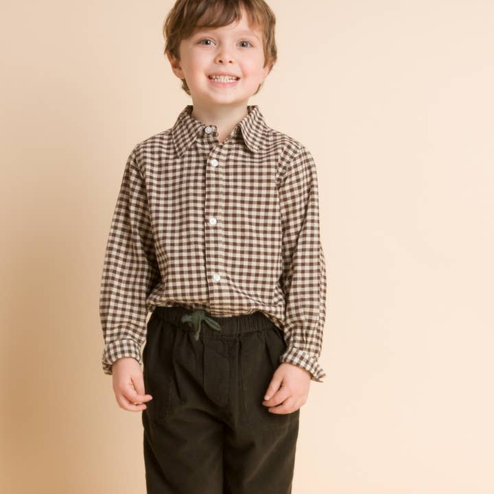 Beet World - Wholesale Button Down Shirt - Kids - Collar Shirt | Walnut Check1