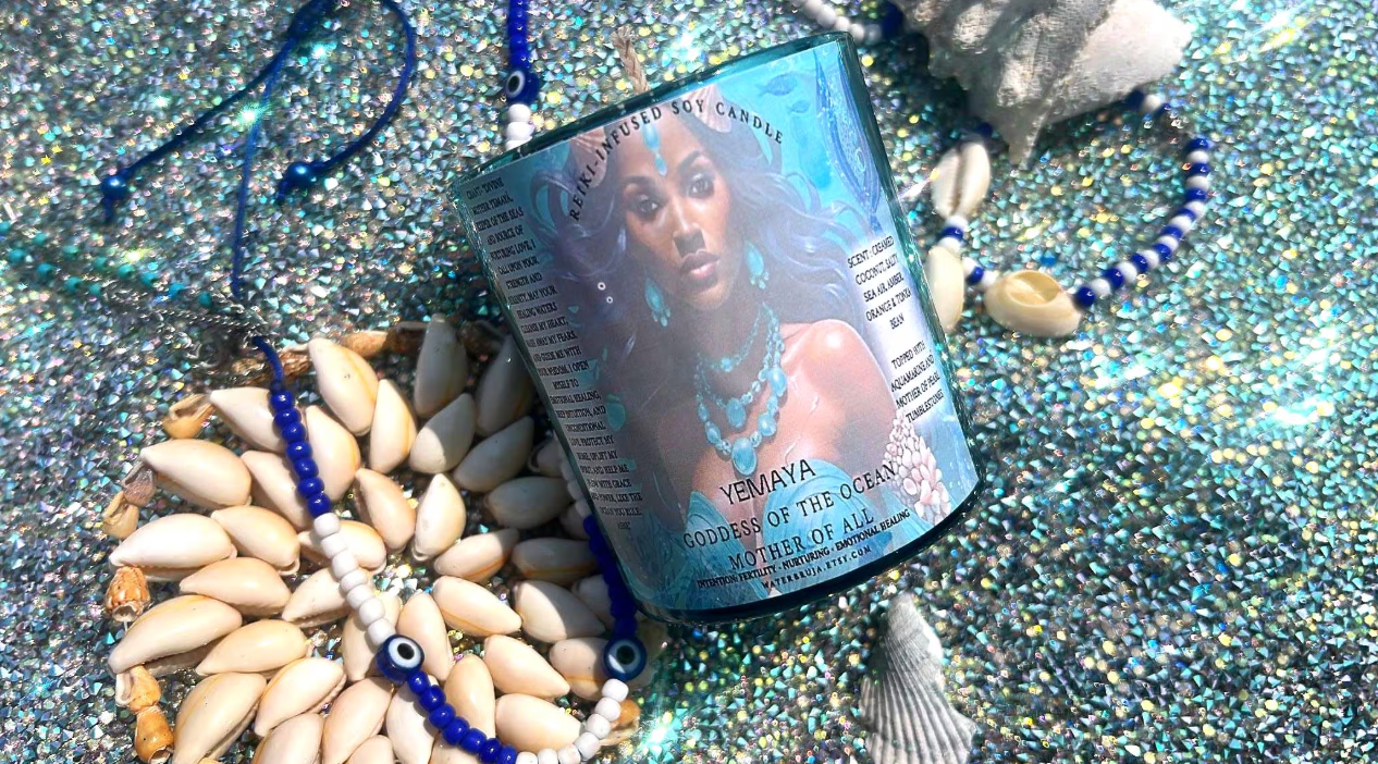 WaterBruja - Wholesale Jar/Filled Candle - Yemaya Candle, Reiki Infused, Orisha Offering Candle, Ritual2