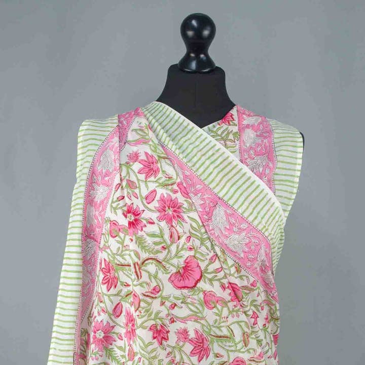 Beach Coverup Sarong Pareo - Pink Flamingo Flowers for wholesale by Kantha Decor