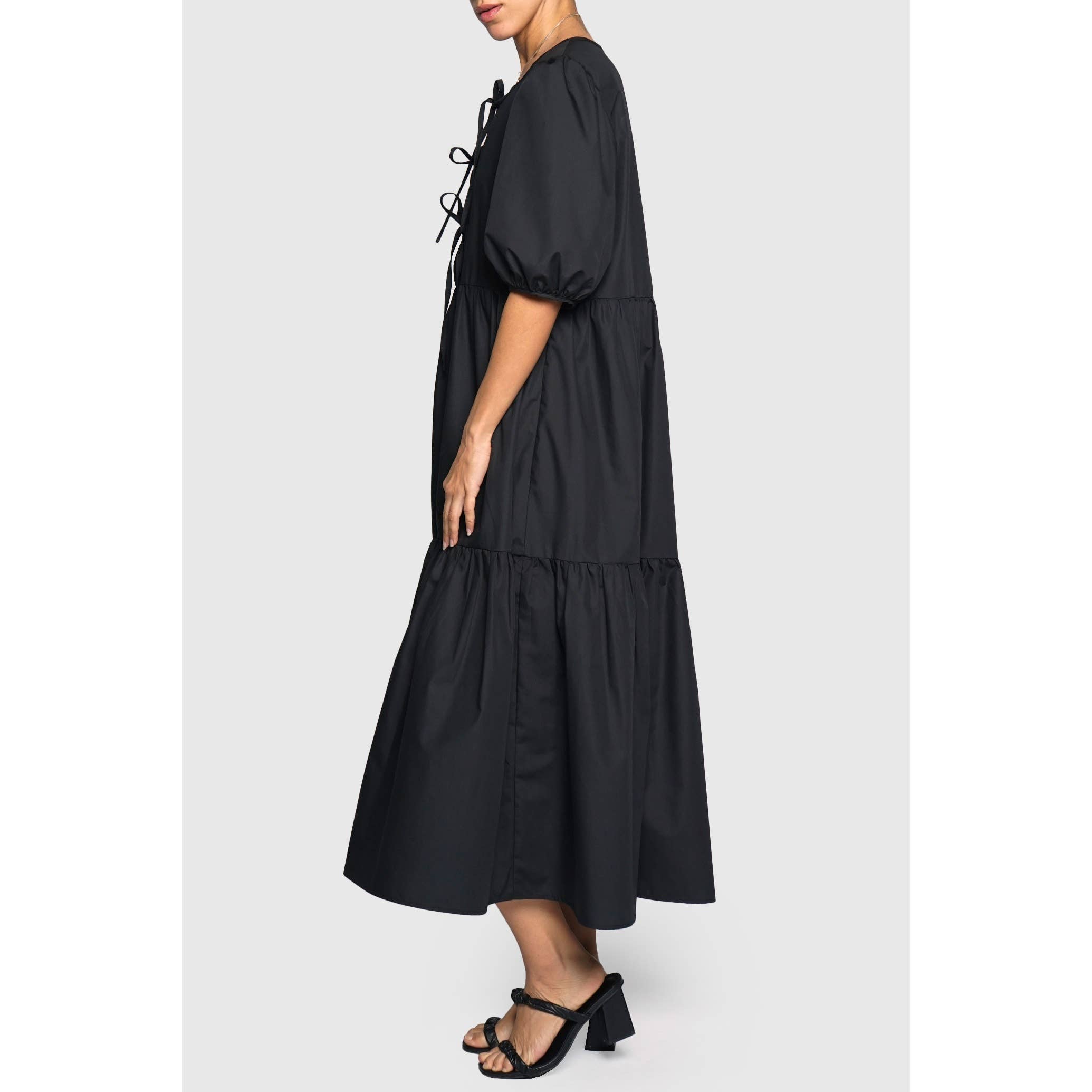 Sans Souci - Wholesale Jurk - Dames - POPLIN MAXIJURK MET STRIKSLUITING VOOR1