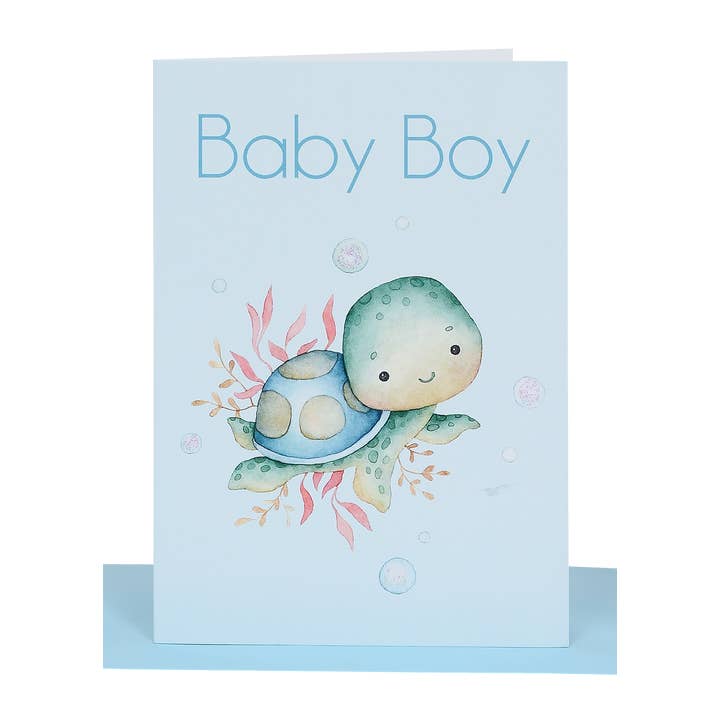Tarjeta de felicitación para bebé, Turtle & Bubbles para venta al por mayor de Lil's Cards